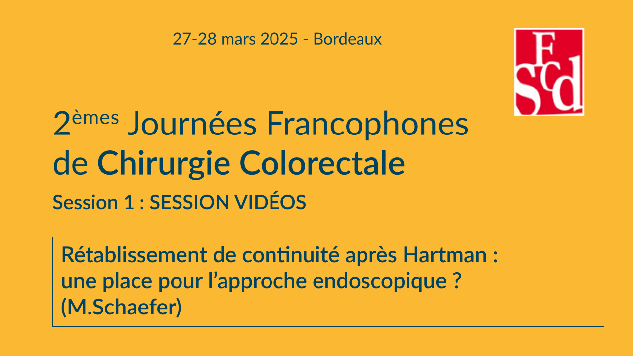 Vignette : Rétablissement de continuité après Hartman : une place pour l’approche endoscopique ?
