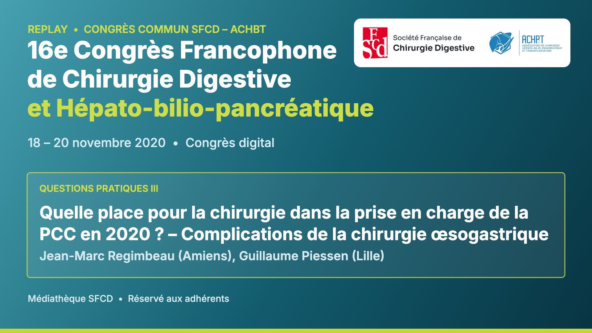 Vignette : Questions pratiques III : PCC et complications de la chirurgie œsogastrique