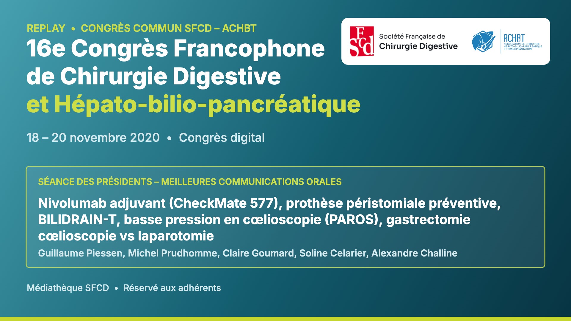 Vignette : Séance des présidents 2020 – meilleures communications orales