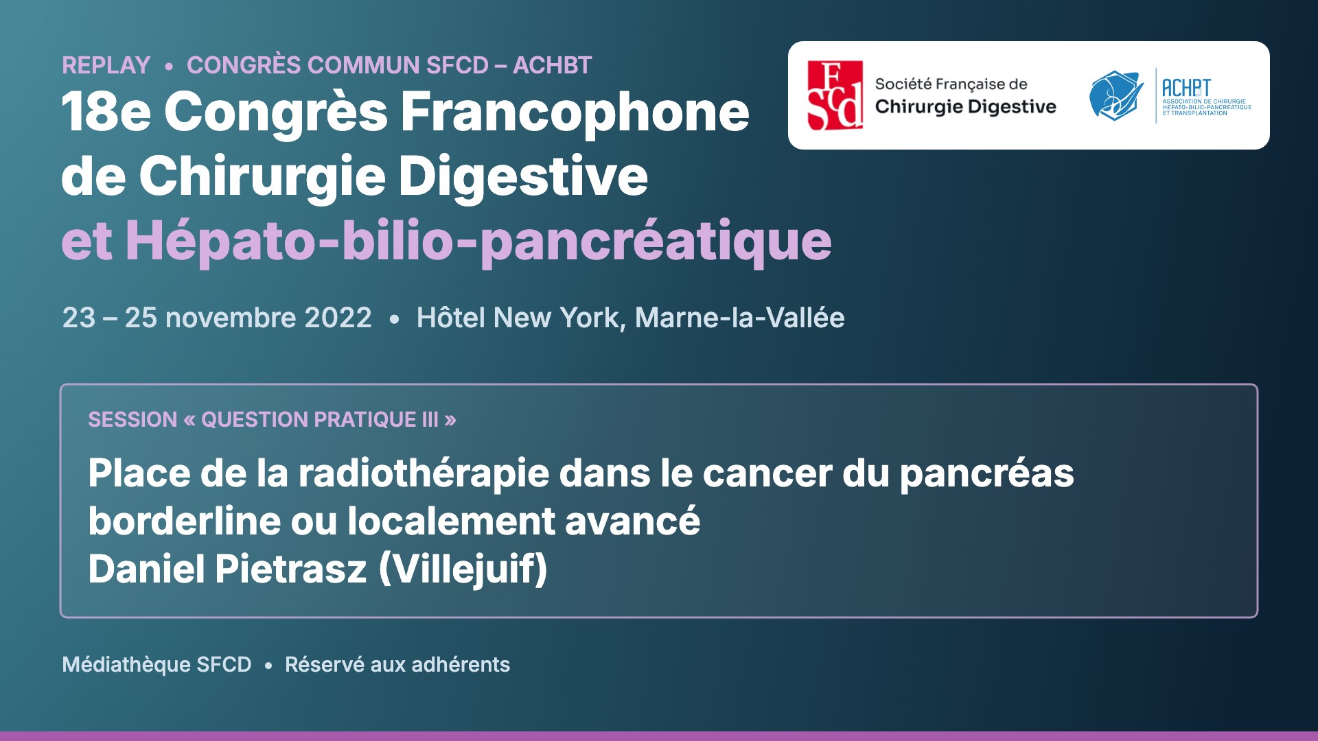 Vignette : Place de la radiothérapie dans le cancer du pancréas borderline ou localement avancé