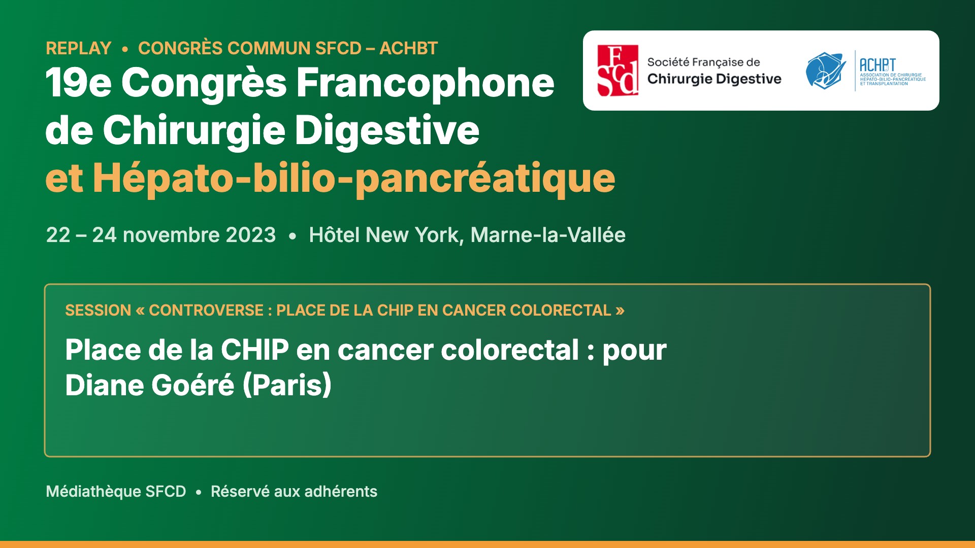 Vignette : Place de la CHIP en cancer colorectal : pour