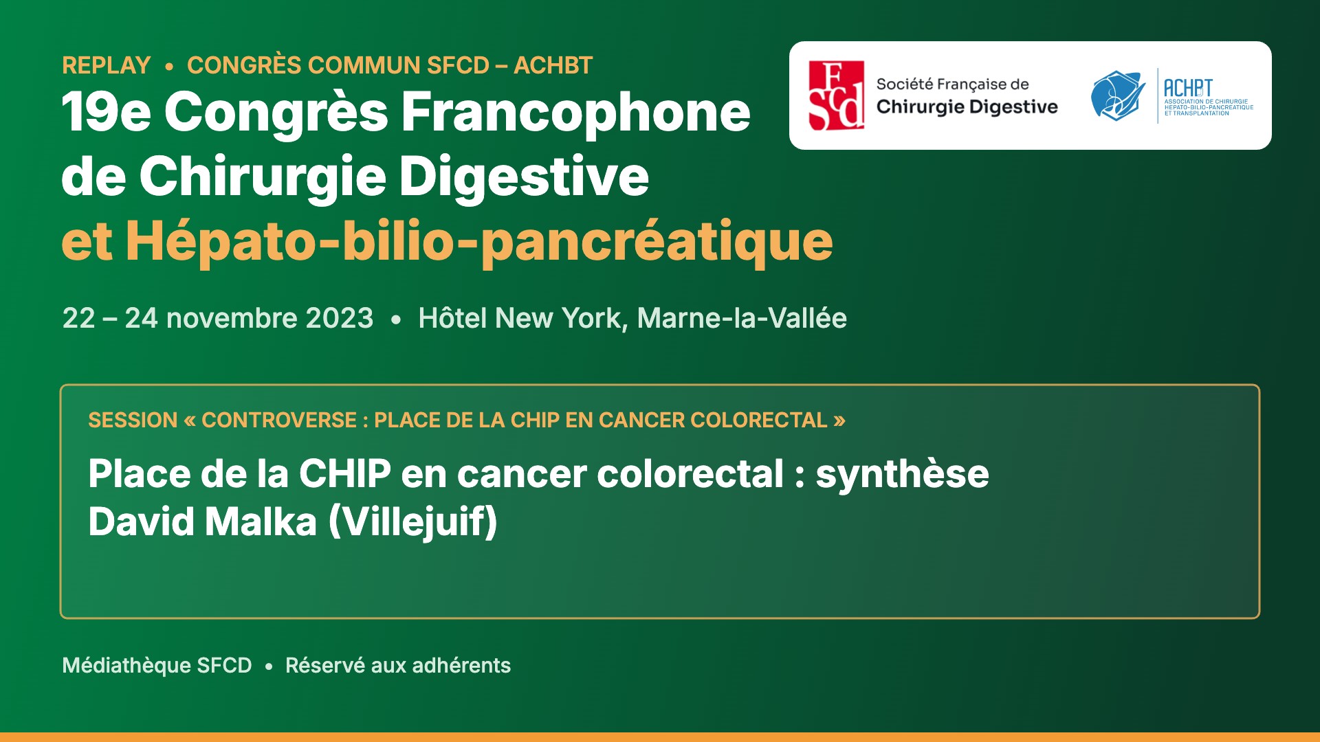 Vignette : Place de la CHIP en cancer colorectal : synthèse